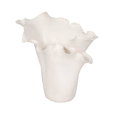Decorative Vase - White Ceramic Handmade Ruffled Edge, 11 in