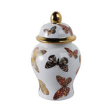 Decorative Jar- White/Black Ceramic Tall Butterflies, 8 in.