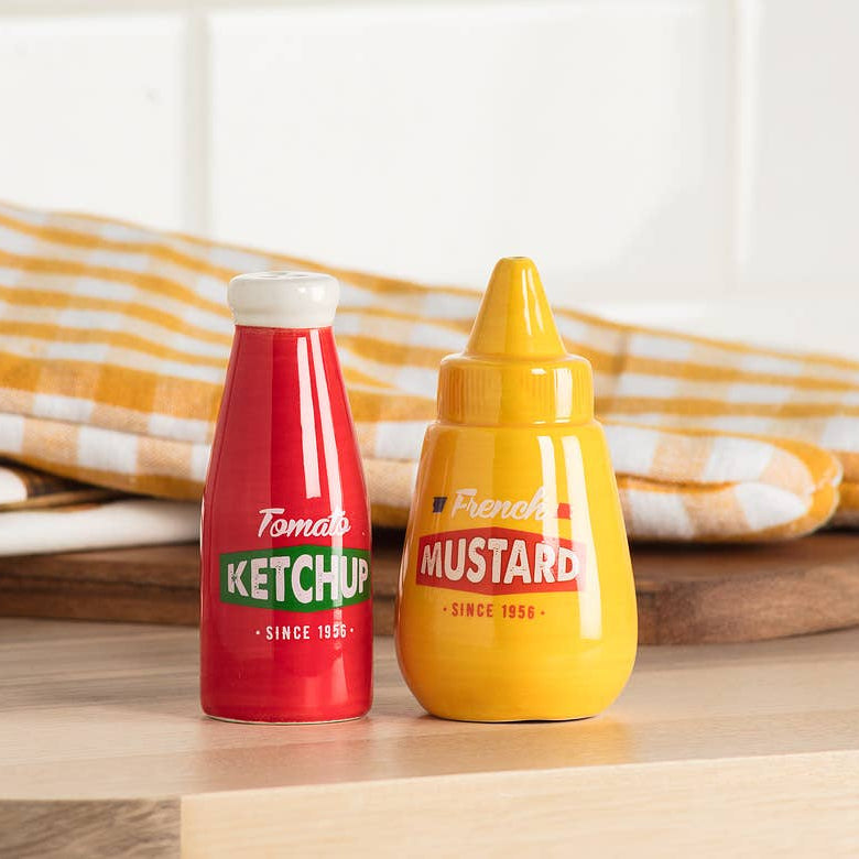 Ketchup & Mustard Ceramic Salt & Pepper Shakers
