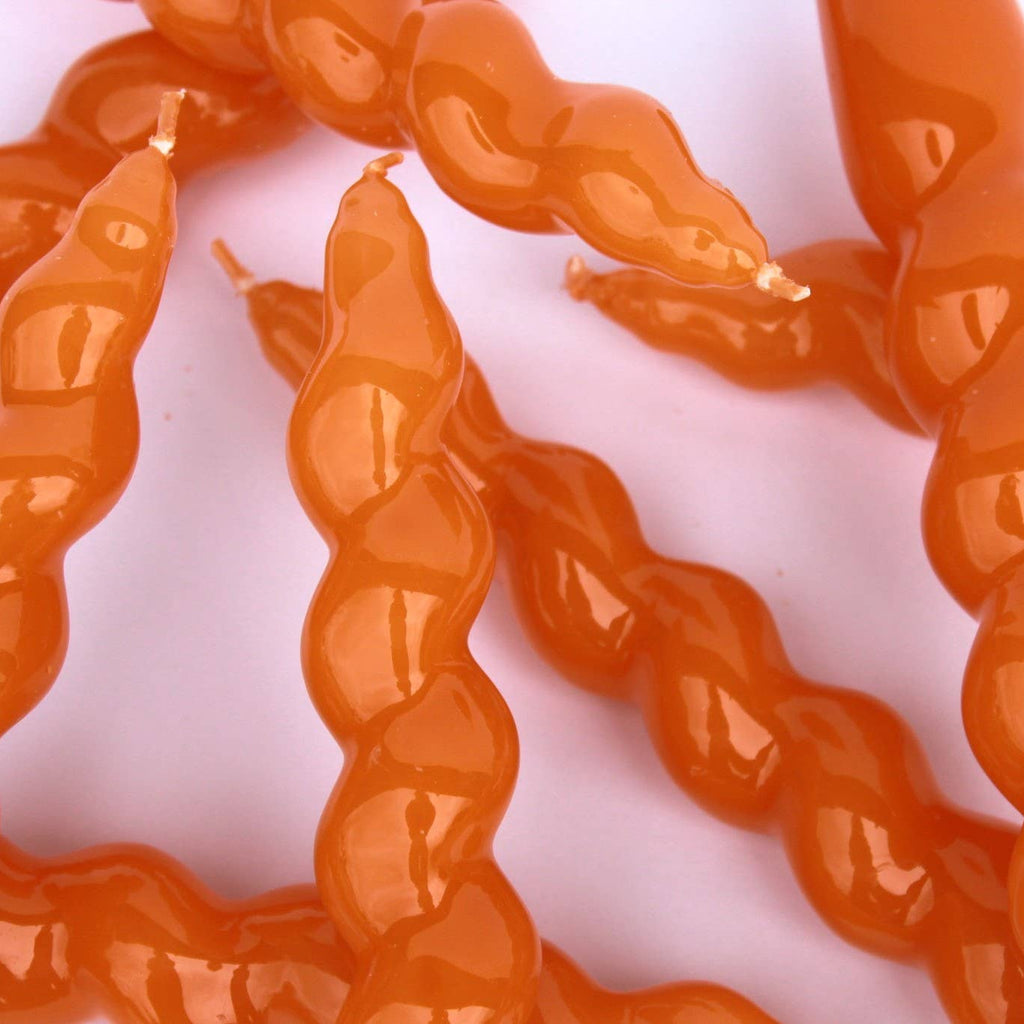 Tangerine Spiral Taper Candles, Set of 3