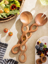 Valencia Carved Wood Salad Servers — Set of 2