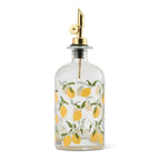 Lemon Floral Glass Oil Cruet with Gold Top