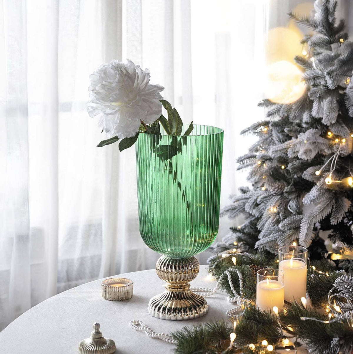 Green and Gold Flower Vase