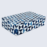 Marquet Indigo Blue White Resin Inlay Storage Box ( 8 Sizes): 10x2.5x1.5