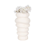 Decorative Vase - White Ceramic Wavy Stacked Ripple, 12 in.