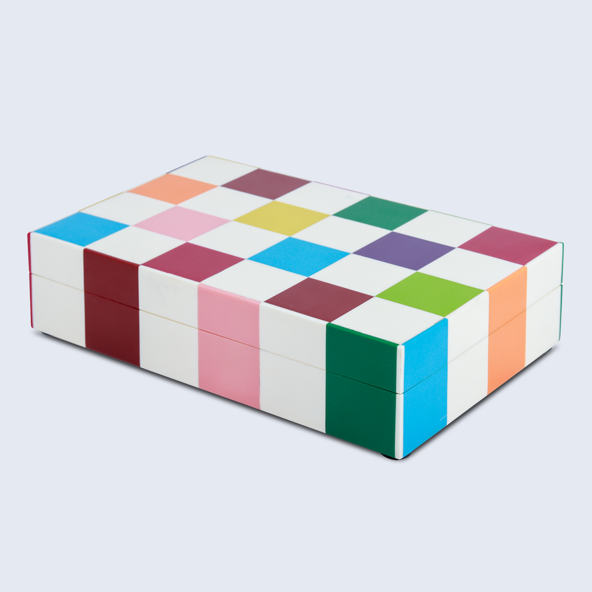 Multicolor Grid Resin Inlay Box