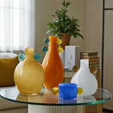 Vintage Artistic Double Handle Gradient Glass Vase: Yellow