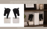 Bookends Set of 2 - White/Black Metal Horse Head, 7 in.