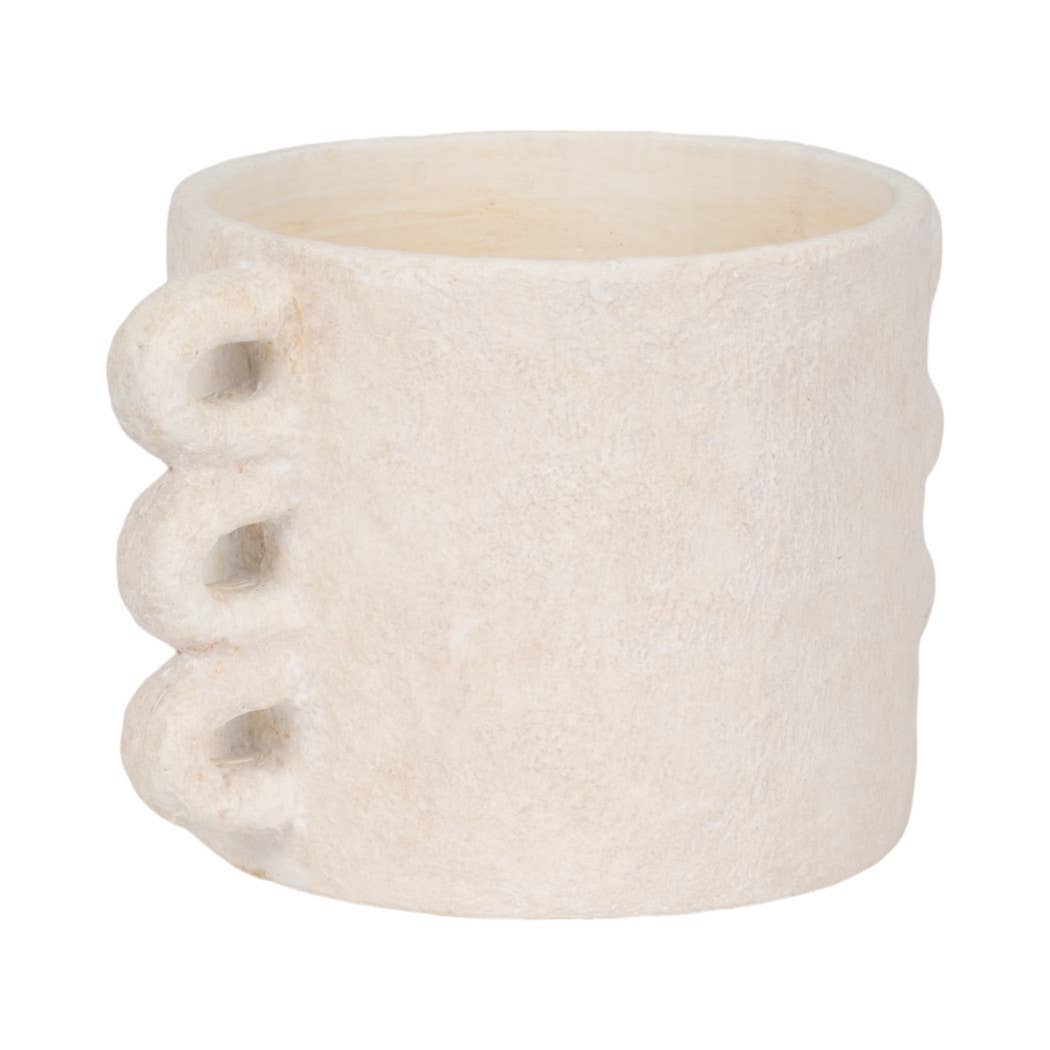 White Arch Handle Round Planter