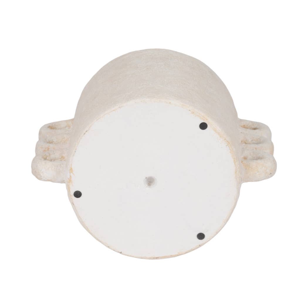 White Arch Handle Round Planter