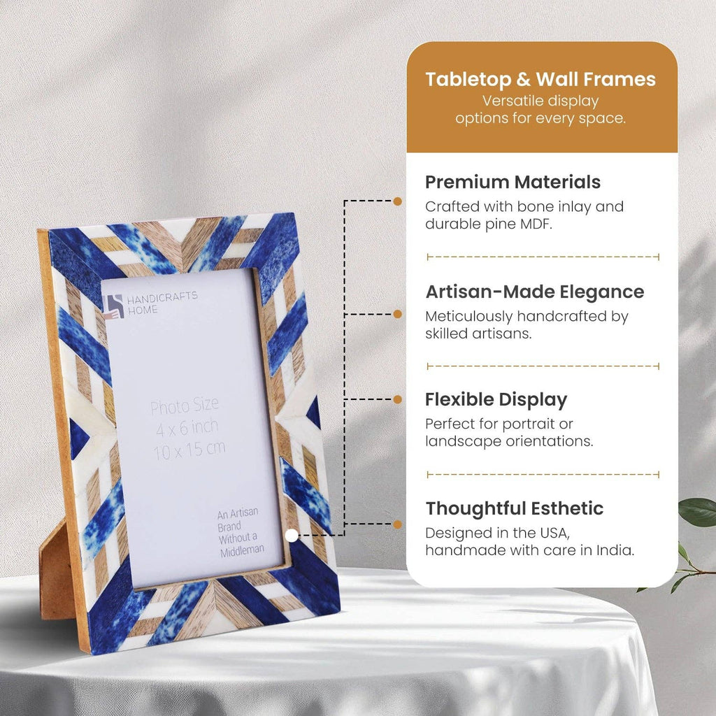Blue Chevron Inlay Frame, 5x7