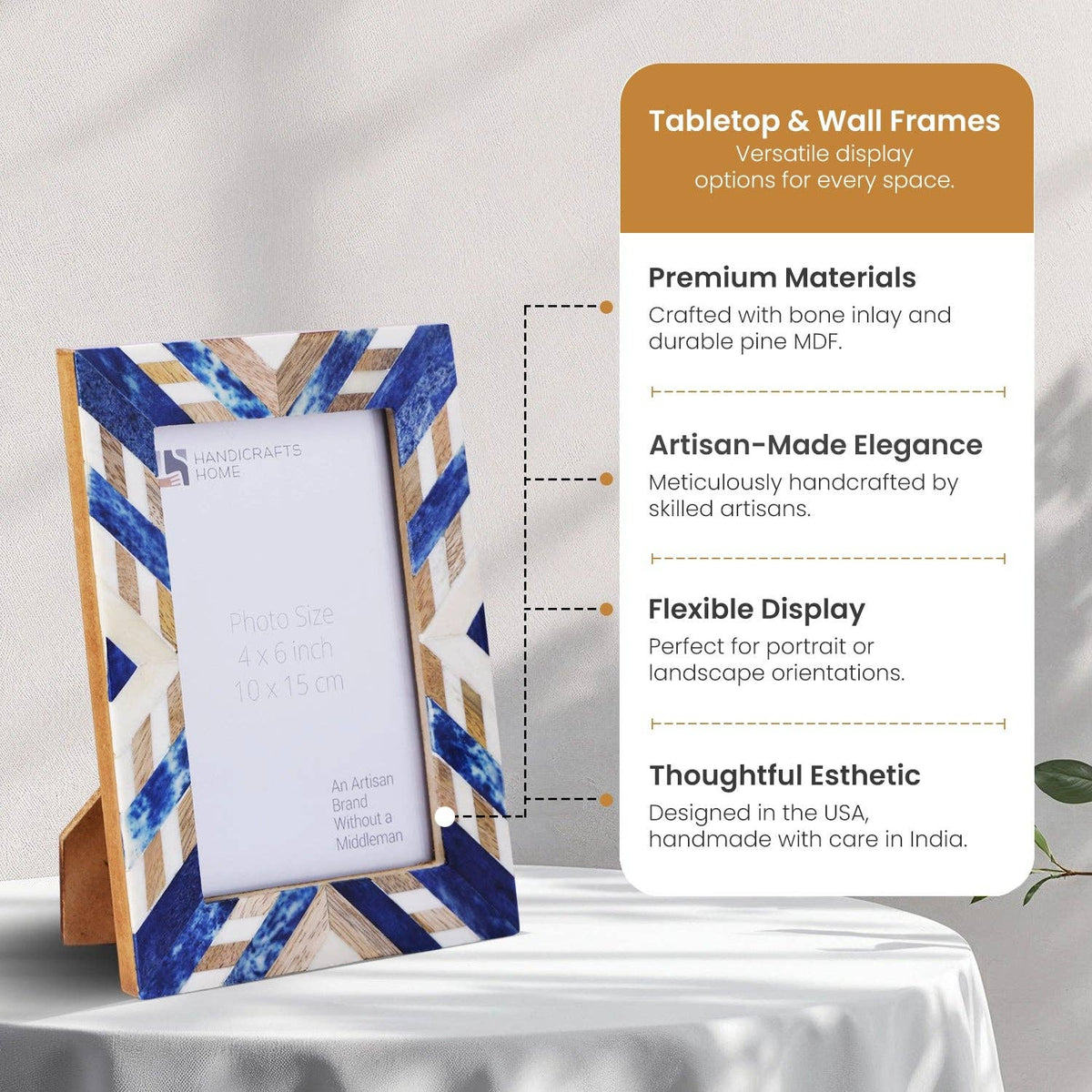 Blue Chevron Inlay Frame, 5x7