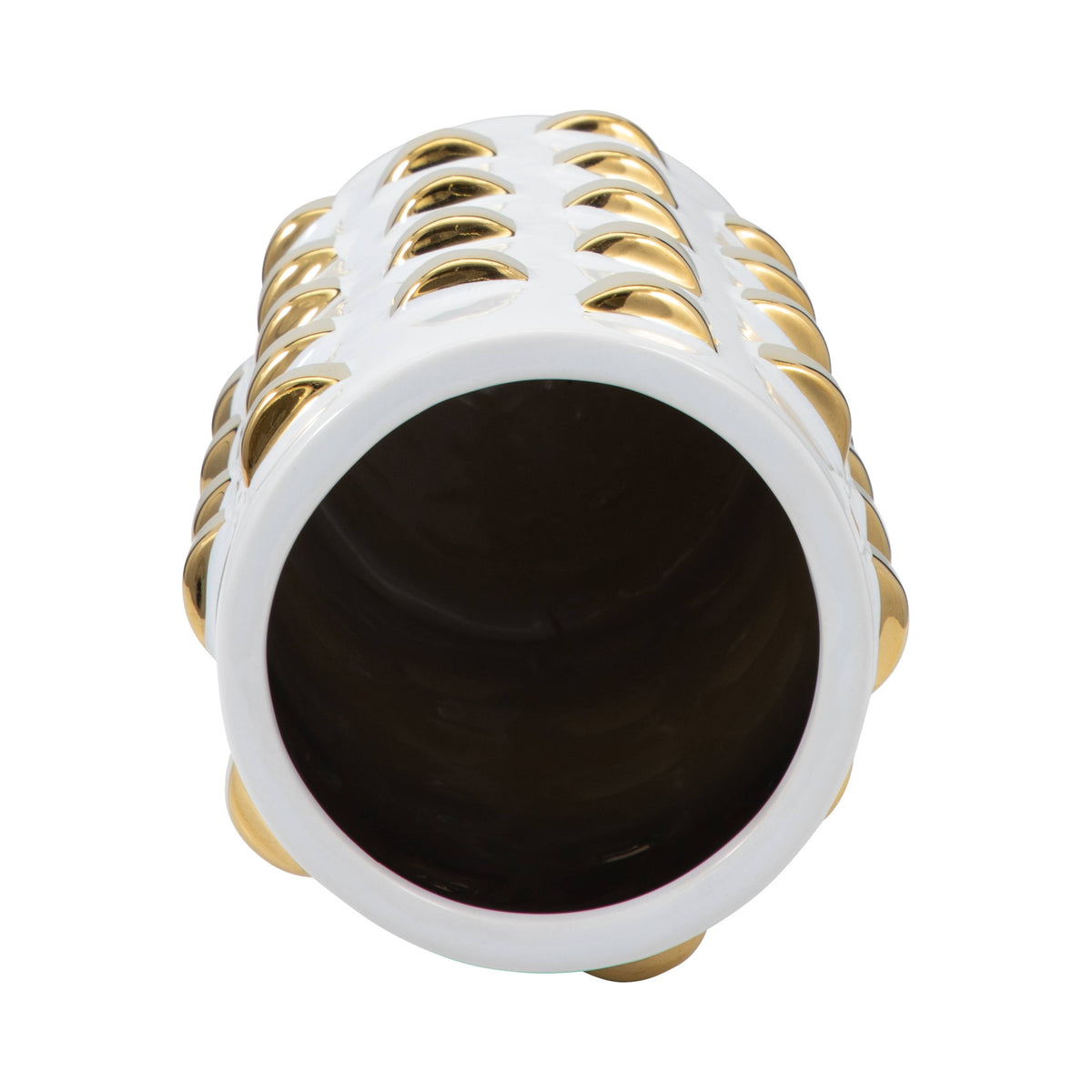 White and Gold Raised Dot Cylinder Vase