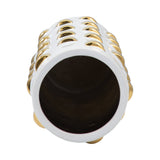 Decorative Vase - White/Gold Ceramic Raised Rectangular,15in