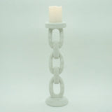 Large Faux Ivory Bead Candle Holder