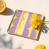 OCTAEVO Riviera Wave Ceramic Tray/Catchall, Gold accent, 6": Purple