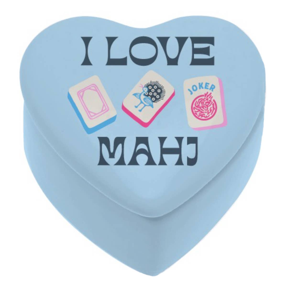 'I Love Mahj' Heart Ceramic Trinket Box