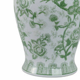 Decorative Jar - Green Ceramic Bird Flower Tall, 18 in.