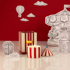 Carnival Striped Candle, Ringmaster Red - Plum and Patchouli