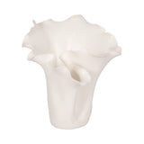 Decorative Vase - White Ceramic Handmade Ruffled Edge, 11 in