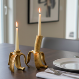 Taper Candleholders Set of 2 - Gold Metal Banana, 5/7 in.