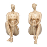 Bookends Set of 2 - Gold Resin Modern Lady Pair, 8 in.