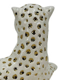 Figurine White/Gold Ceramic Leopard Lying Down, 10 in.