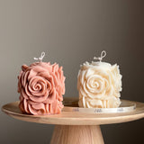 Handmade Rose Flower Candle | Vegan Soy Pillar Candle: Nude / Unscented