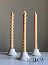 Tall Twisted Soy Wax Taper Candle: Handmade Pastel Decor: Cream