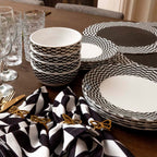 Black & White Chevron Melamine Hostess Set, 20-Piece (Service for 4)