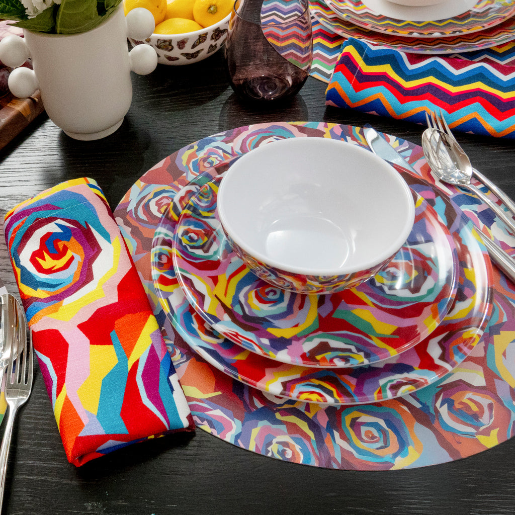 Multicolor Roses Melamine Hostess Set, 20-Piece (Service for 4)