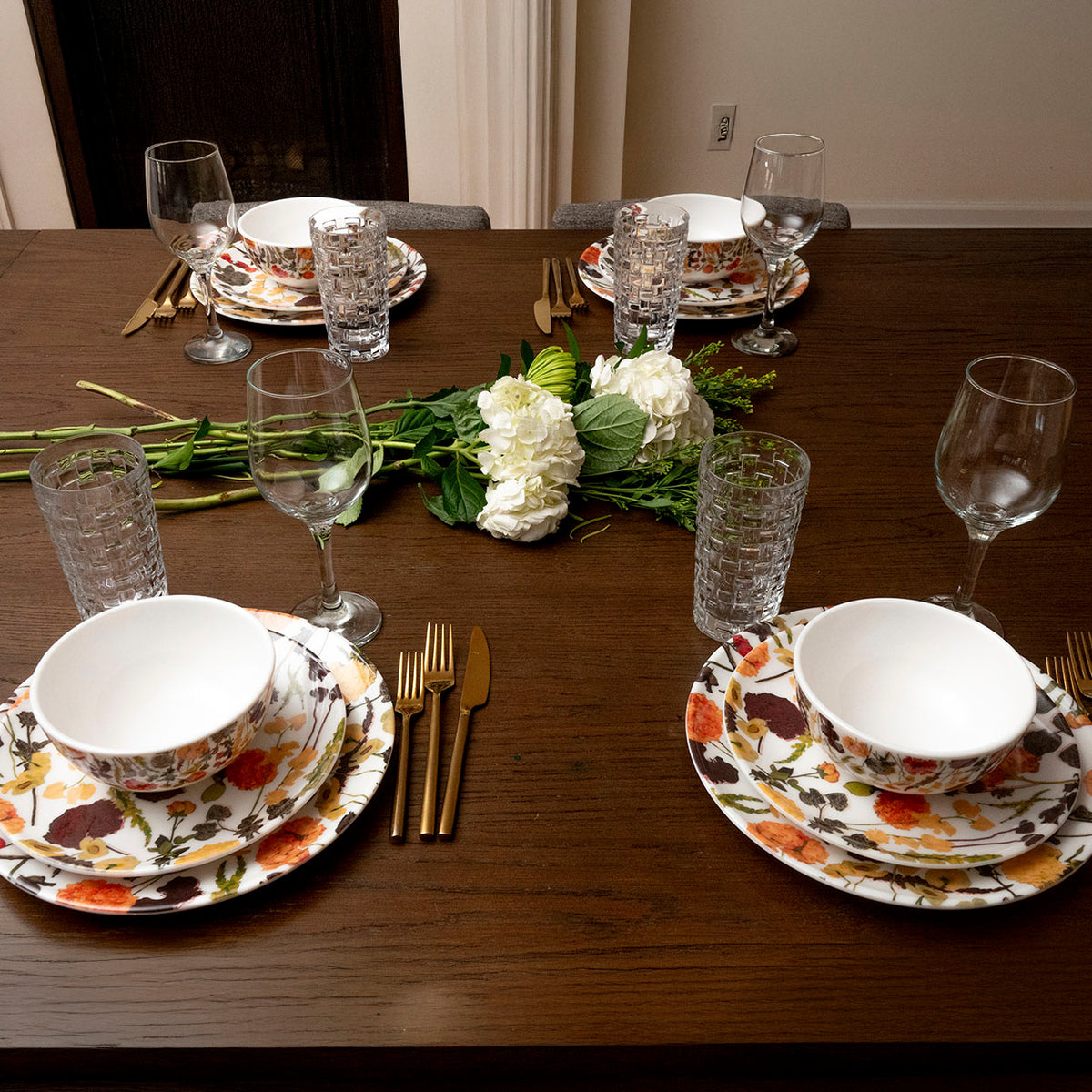Auburn Bouquet Melamine Starter Set, 12-Piece (Service for 4)