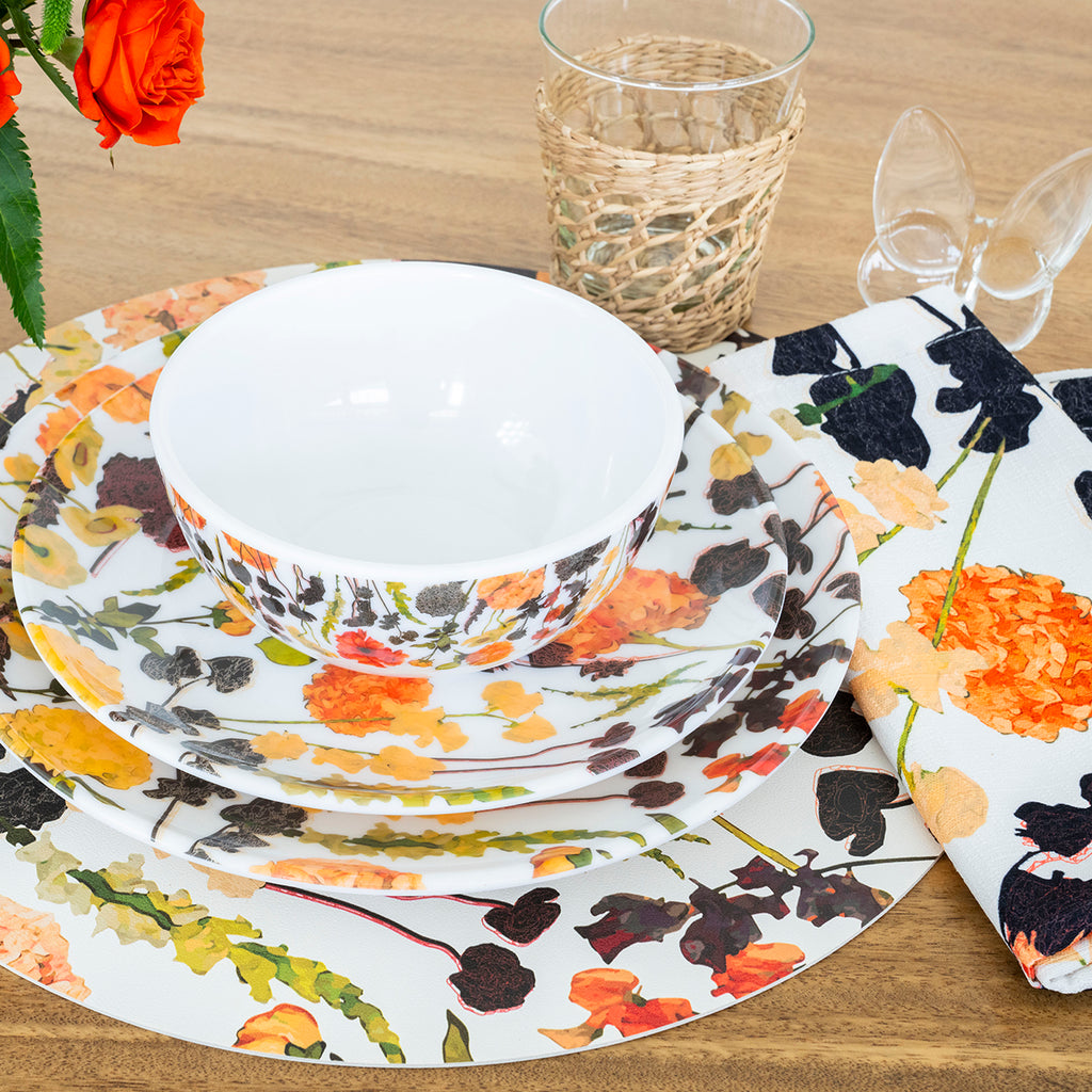 Auburn Bouquet Melamine Hostess Set, 20-Piece (Service for 4)