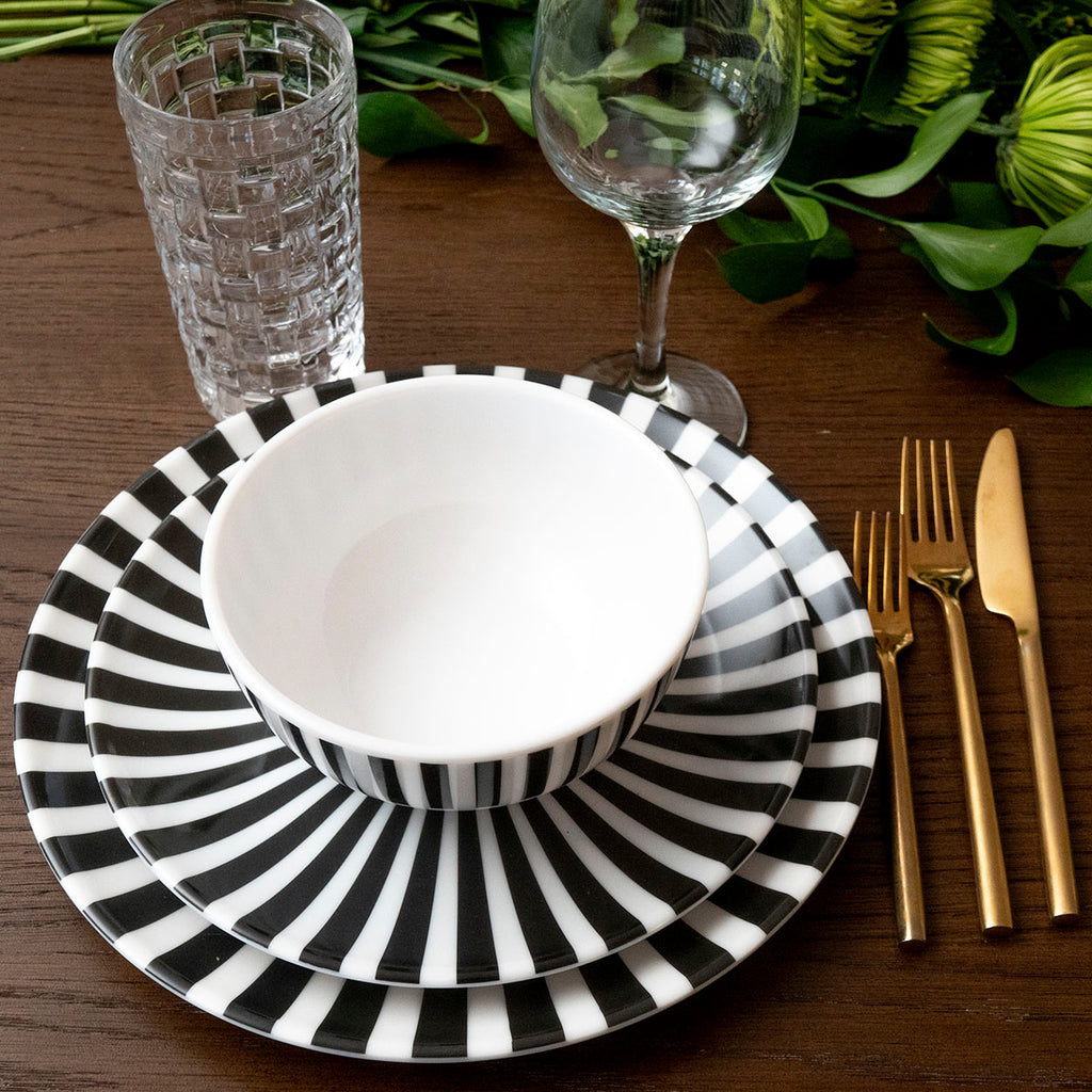 Black & White Starburst Melamine Starter Set, 12-Piece (Service for 4)