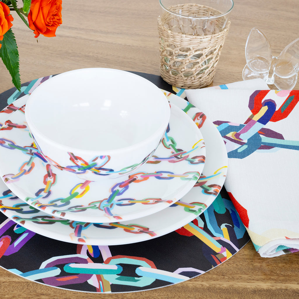 Chain Link Melamine Hostess Set, 20-Piece (Service for 4)