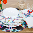Chain Link Melamine Hostess Set, 20-Piece (Service for 4)