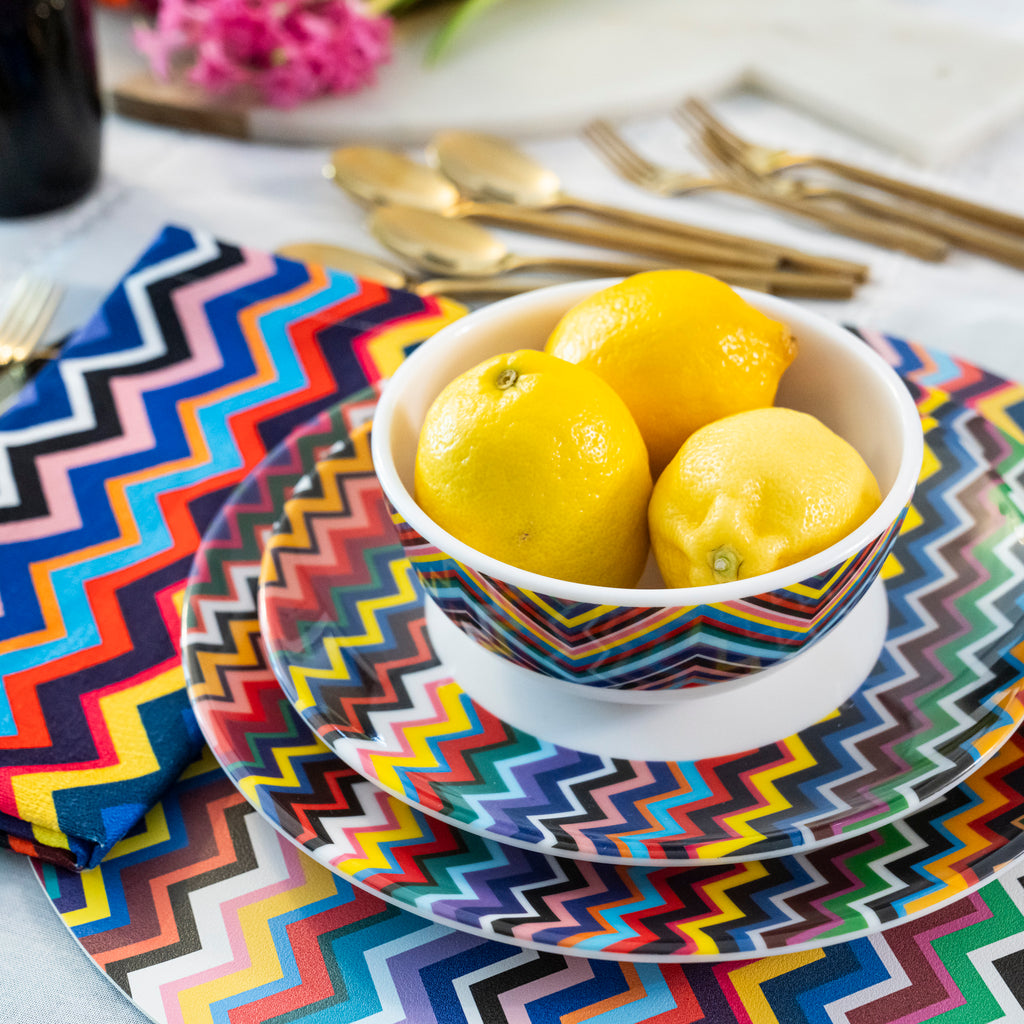 Multicolor Zigzag Melamine Starter Set, 12-Piece (Service for 4)