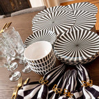 Black & White Starburst Melamine Hostess Set, 20-Piece (Service for 4)