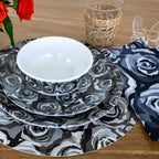 Grayscale Roses Melamine Hostess Set, 20-Piece (Service for 4)