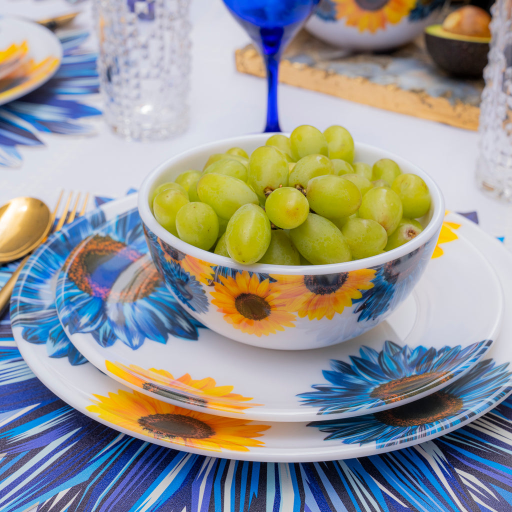 Blue Sunflower Melamine Starter Set, 12-Piece (Service for 4)