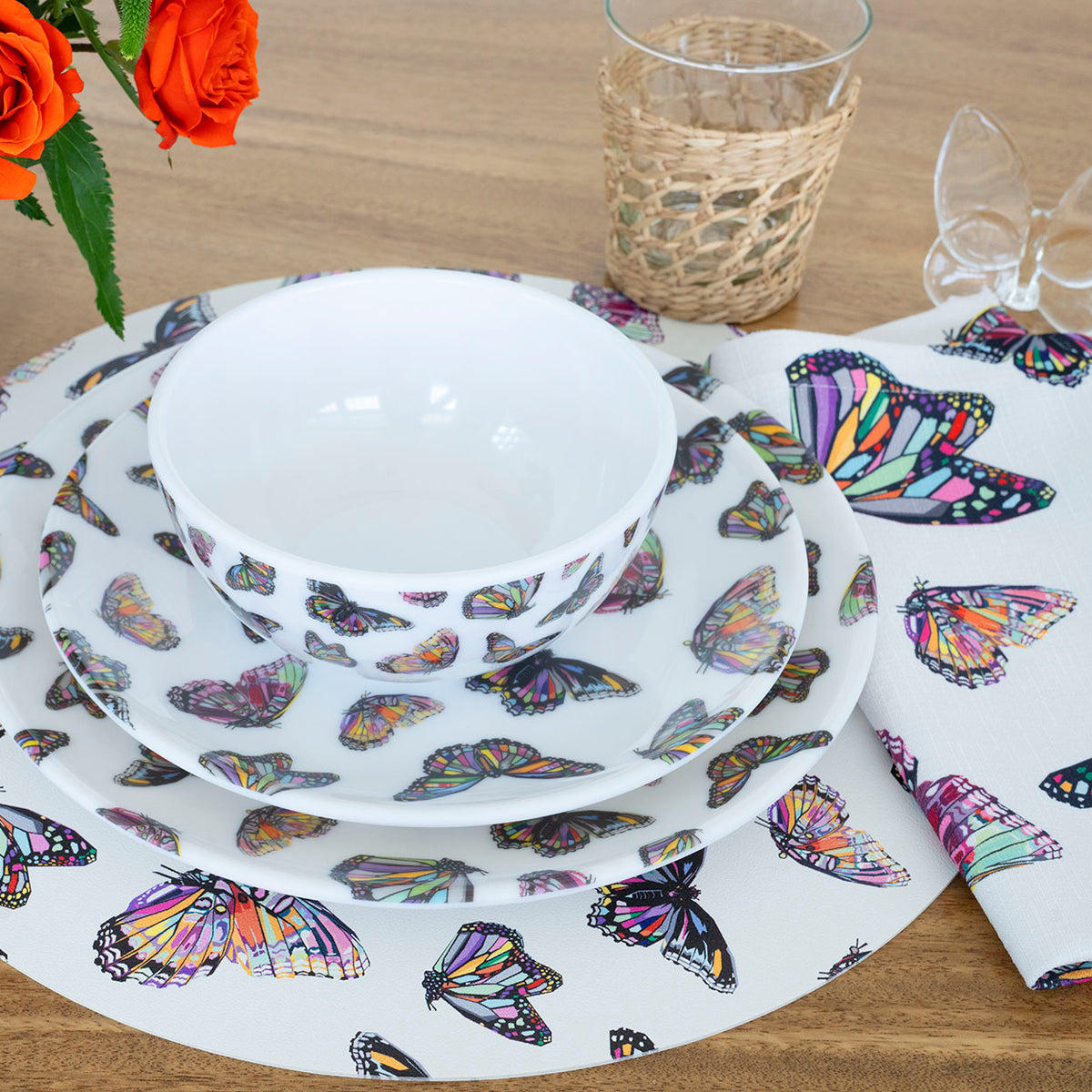 Butterflies Melamine Hostess Set, 20-Piece (Service for 4)