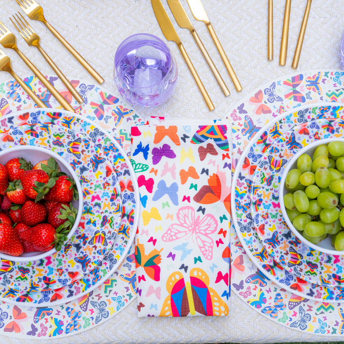 Multicolor Butterflies Melamine Hostess Set, 20-Piece (Service for 4)