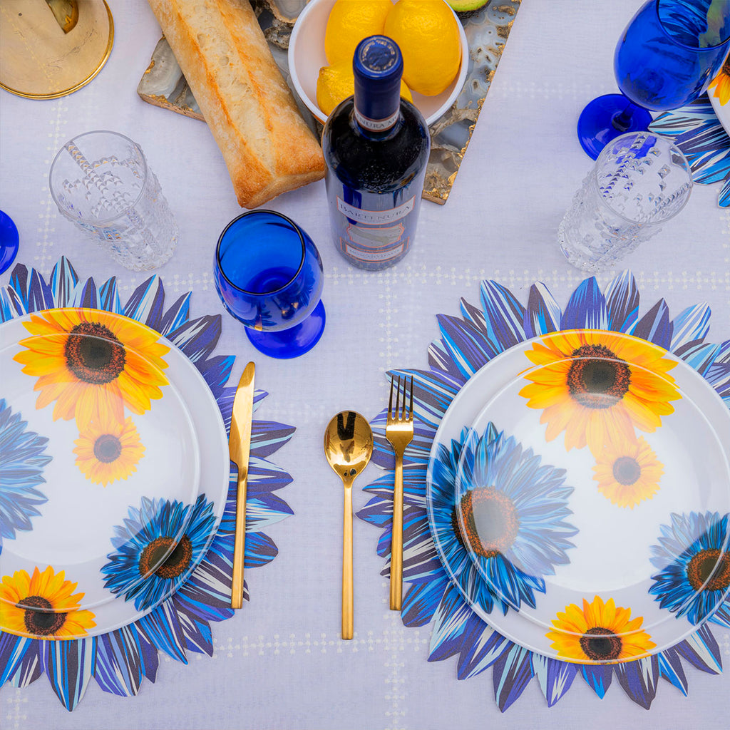 Blue Sunflower Melamine Hostess Set, 20-Piece (Service for 4)