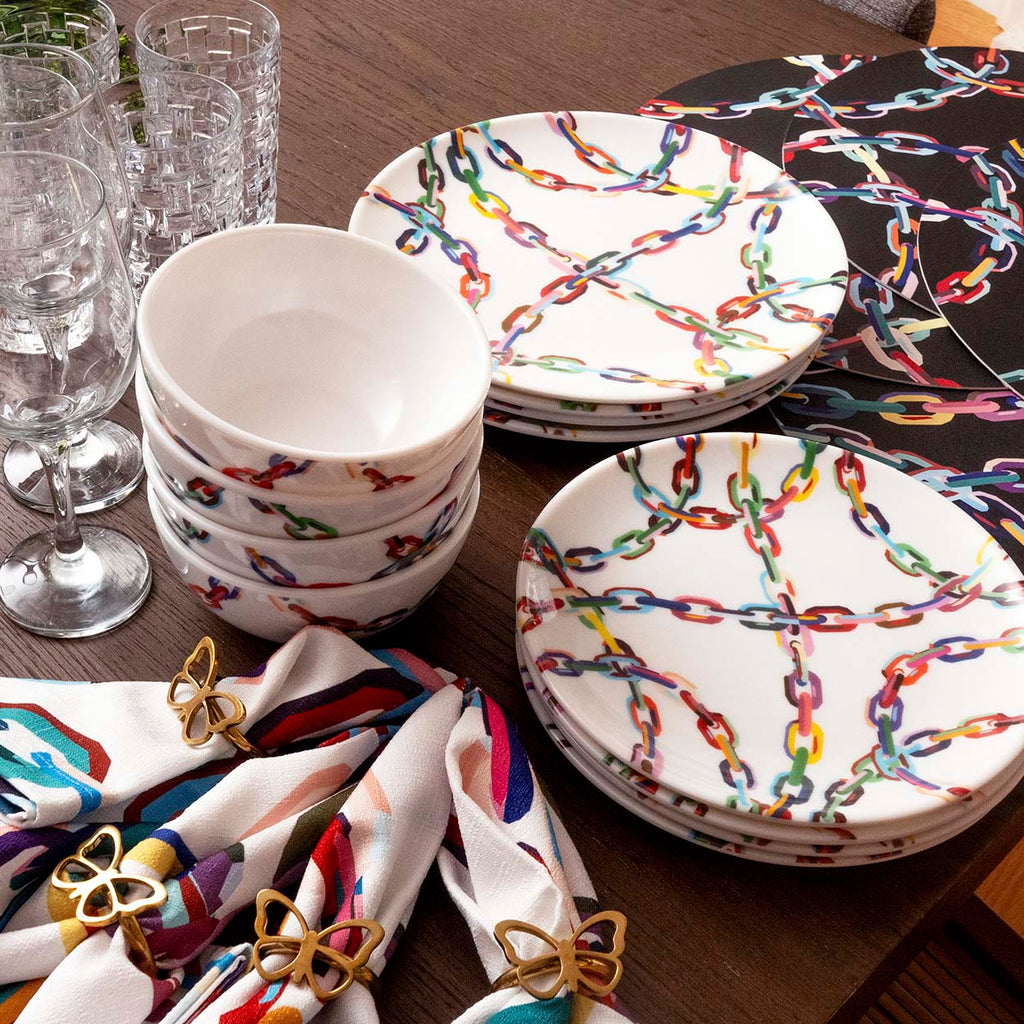 Chain Link Melamine Hostess Set, 20-Piece (Service for 4)