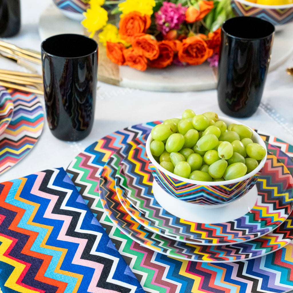 Multicolor Zigzag Melamine Hostess Set, 20-Piece (Service for 4)