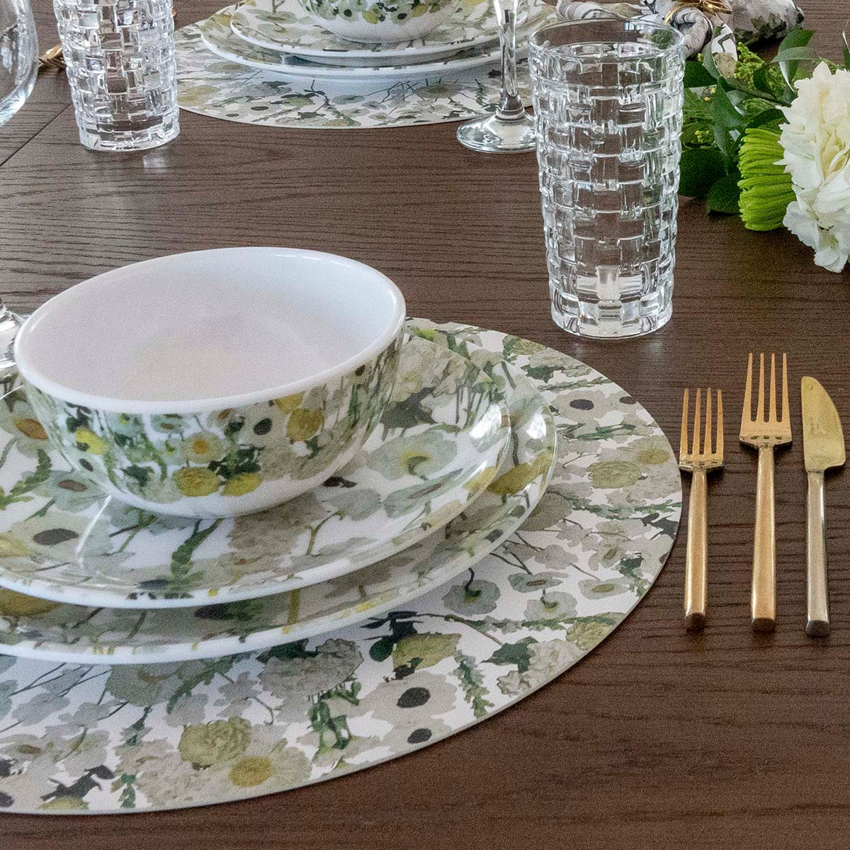 Cream Floral Garden Melamine Hostess Set, 20-Piece (Service for 4)