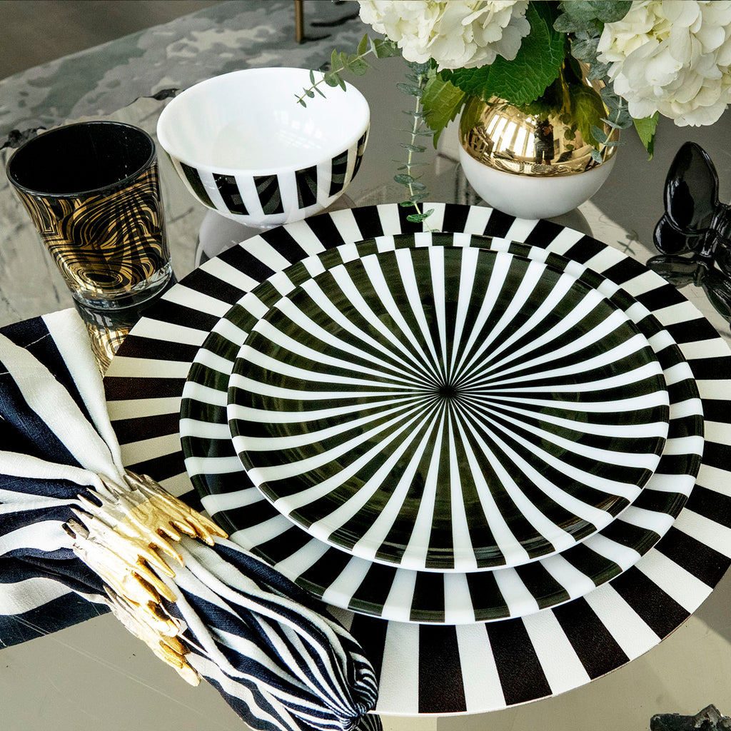 Black & White Starburst Melamine Hostess Set, 20-Piece (Service for 4)
