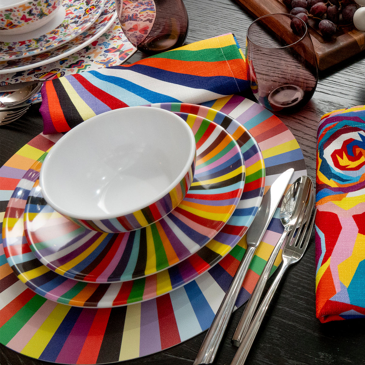 Multicolor Starburst Melamine Hostess Set, 20-Piece (Service for 4)