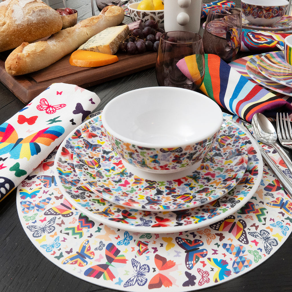 Multicolor Butterflies Melamine Hostess Set, 20-Piece (Service for 4)