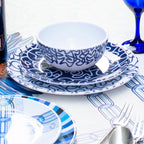 Navy Squiggly Melamine Starter Set, 12-Piece (Service for 4)